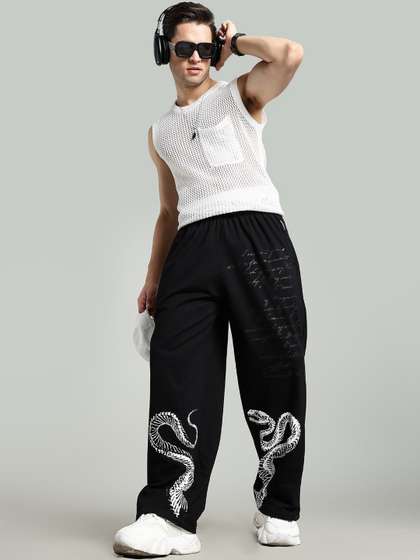 XTREMEX Men Baggy
                        Black Mamba Graphic Print Track Pants
