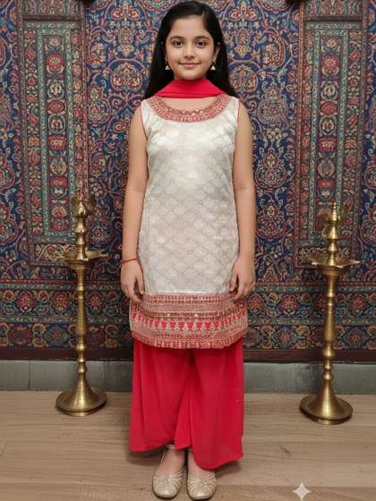 Sangria Girls Embroidery
                    Kurta & Palazzos Kurta Sets
