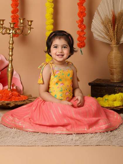 Sangria Girls Printed
                    Cotton Flared Lehenga Choli