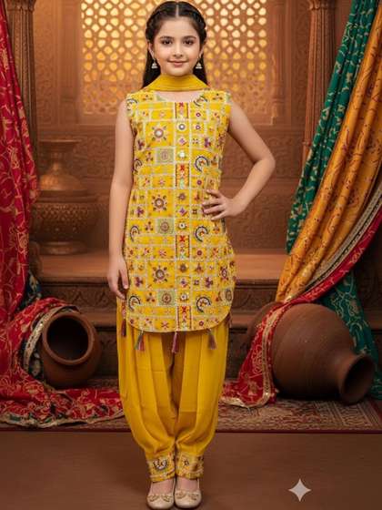 Sangria Embroidered
                      Round Neck Kurta Sets