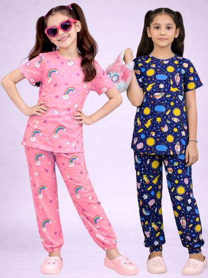 BAESD Girls Printed
                    Short Sleeves Nightdress