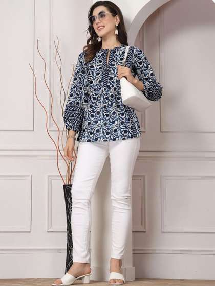 HERE&NOW Printed
                        Pure Cotton Panelled Kurti
