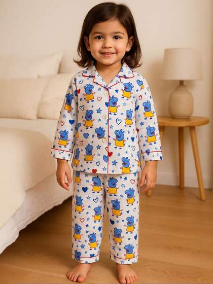 SAHU TRENDZ Unisex Kids
                    Printed Nightdress