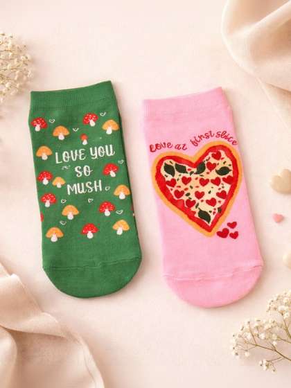 Thela Gaadi Unisex
                        Pack of 2 Cotton Blend Patterned Ankle Length
                        Socks