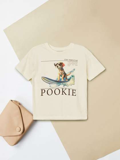 max Girls Graphic
                    Printed Pure Cotton T-shirt