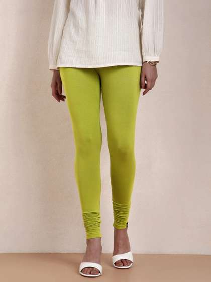 TWIN BIRDS Women
                        Green Solid Churidar-Length Leggings