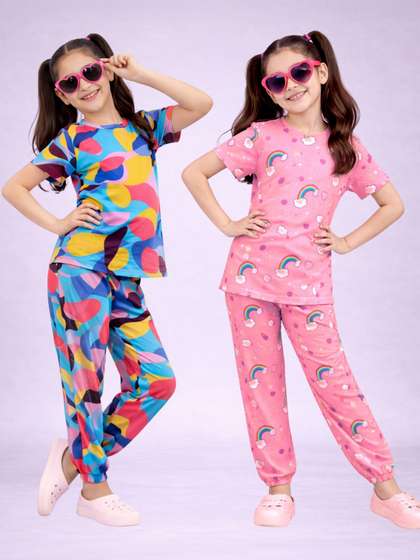 BAESD Girls Printed
                    Short Sleeves Nightdress