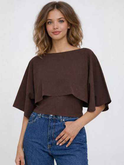 NoBarr Batwing
                        Sleeve Layered Crop Top