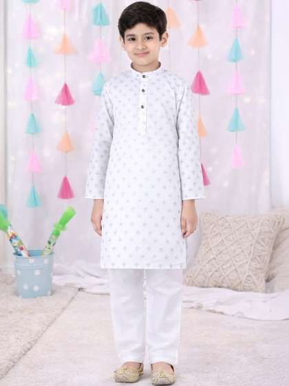 BownBee Boys Ethnic
                    Motifs Printed Regular Cotton Kurta with Pyjamas
