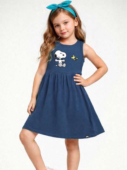YK X Minute Mirth Girls
                    Peanuts Printed Sleeveless Cotton Dresses