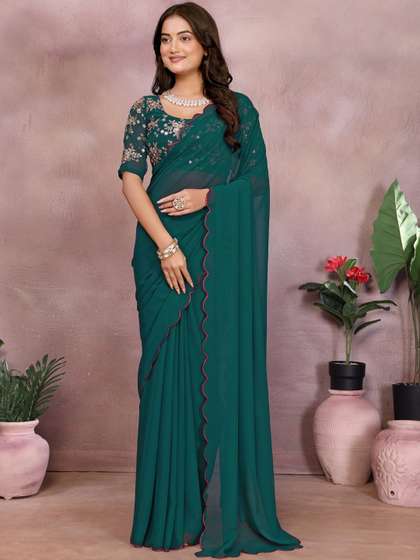 Sangria Saree With
                        Embroidered Blouse Piece