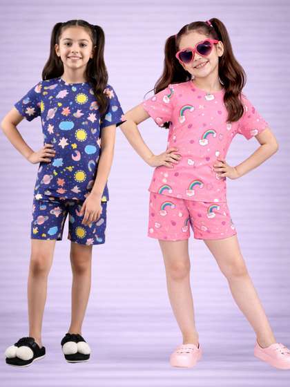 BAESD Girls Printed
                    Short Sleeves Nightdress