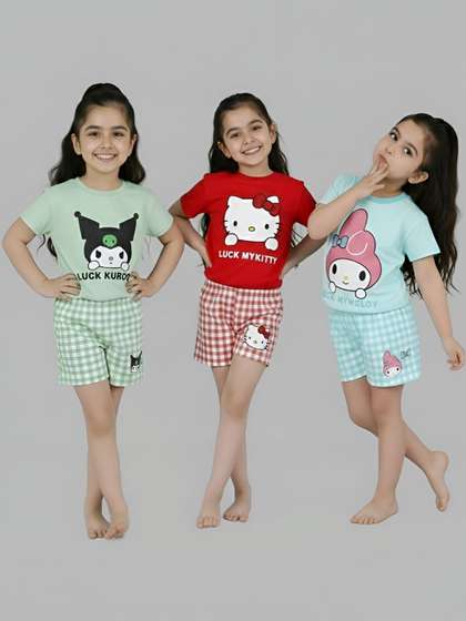 PY PINKYOU Girls Printed
                    T-shirt with Shorts