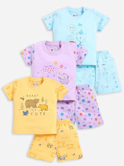 Mars Infiniti Boys Pack
                    Of 3 Printed Pure Cotton T-Shirts With Shorts
