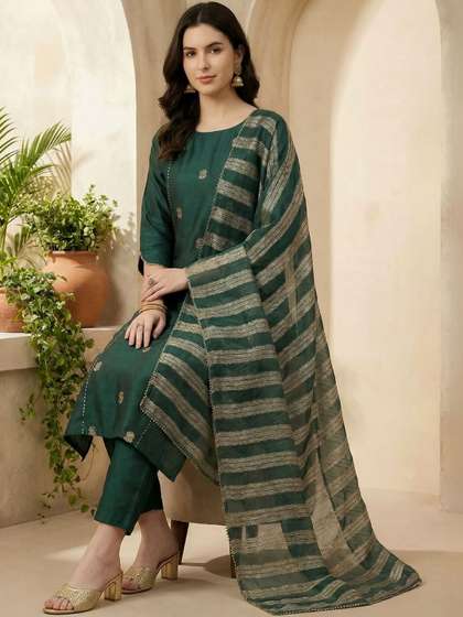 Indo Era Woven
                        Design Organza Dupatta with Sequinned