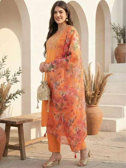 Indo Era Printed
                        Organza Dupatta