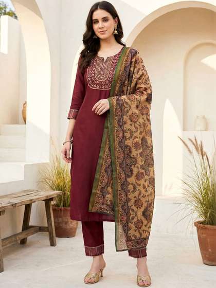 Indo Era Ethnic
                          Motifs Printed Organza Block Print Dupatta