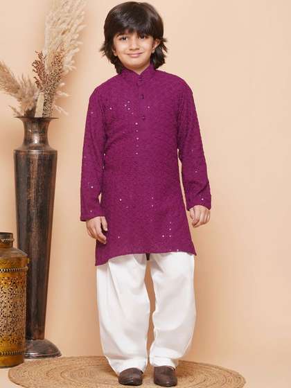 Aj DEZInES Boys Ethnic
                    Motifs Embroidered Regular Sequinned Kurta with
                    Patiala