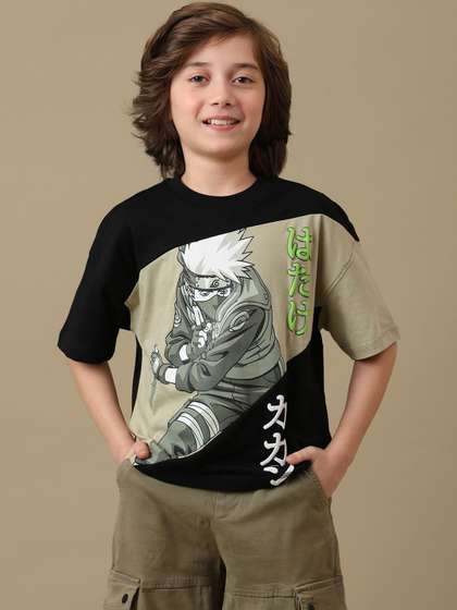 Kids Ville Boys Naruto
                      Anime Printed Oversized Fit Tshirt