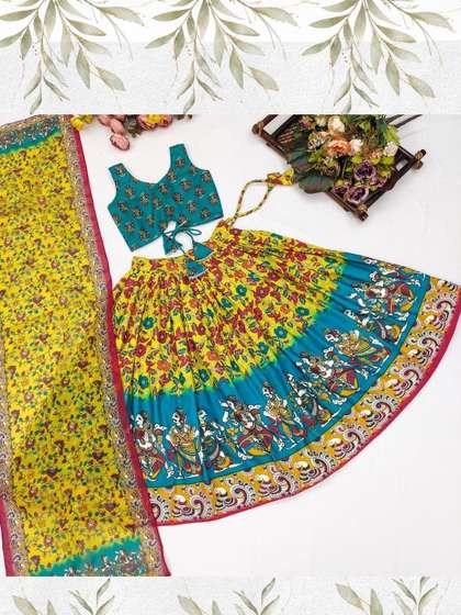 Shoryam Fashion Girls
                    Printed Ready to Wear Lehenga & Blouse With
                    Dupatta