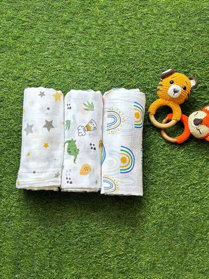 ORTIS GLOBAL TRADE 3
                    Pieces Printed Cotton Muslin Swaddle Wrappers