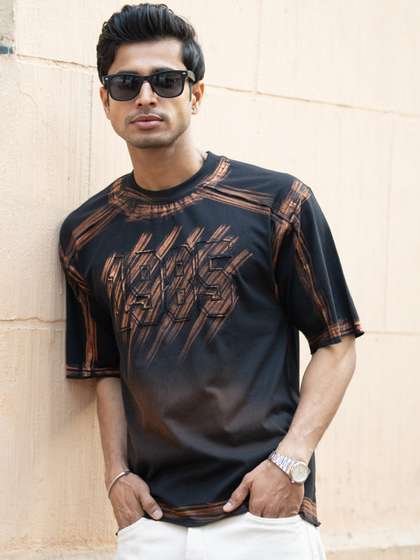Powerlook Men
                        Printed Drop-Shoulder Sleeves T-shirt