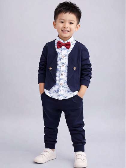 BAESD Boys Jacket Style
                    Shirt With Trousers & Detachable Bow Set