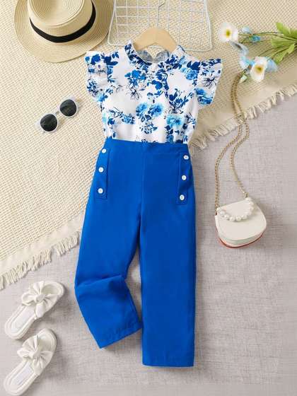 BAESD Girls Printed
                      Top with Trousers