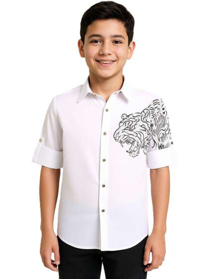 CHARCHIT Boys Comfort
                      Animal Printed Casual Shirt