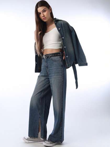 ONLY Women Wide
                          Leg High-Rise Light Fade Jeans