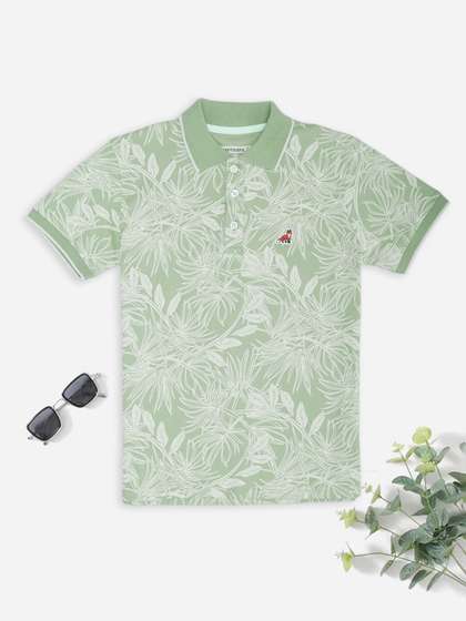 Pantaloons Junior Boys
                    Floral Printed Polo Collar Pure Cotton T-shirt