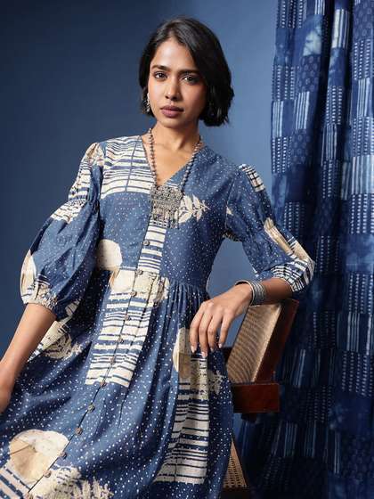 Taavi Geometric
                          Printed Woven Festive Ethnic Dress