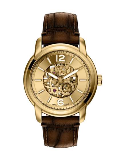 Fossil Men Skeleton Dial
                    & Leather Straps Analogue Automatic Motion
                    Powered Watch ME3279