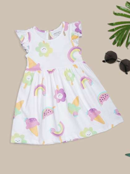 Pantaloons Baby Print
                      Flutter Sleeve Fit & Flare Dress