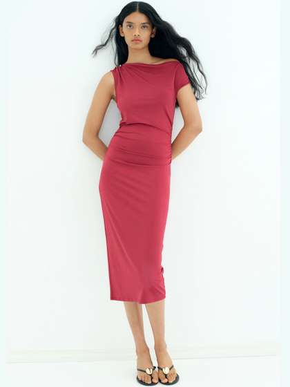 Draped One-Shoulder Dress
