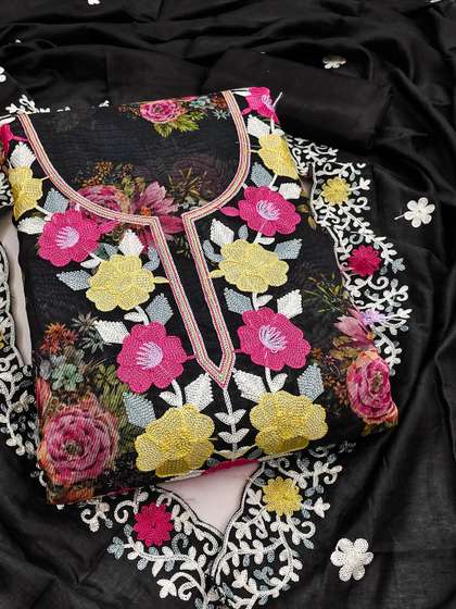HERE&NOW
                          Embroidered Unstitched Kurta Fabric Bottom
                          Fabric and Dupatta