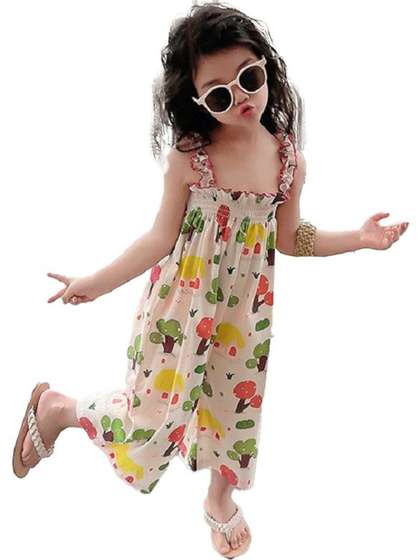 YK Girls Printed Basic
                    Jumpsuit