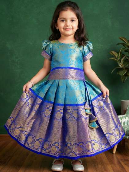 STANWELLS Girls Banarasi
                    Silk Pattu Pavadai Traditional Lehenga Choli