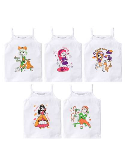HAP Infant Girls Pack Of
                    5 Printed Cotton Camisoles