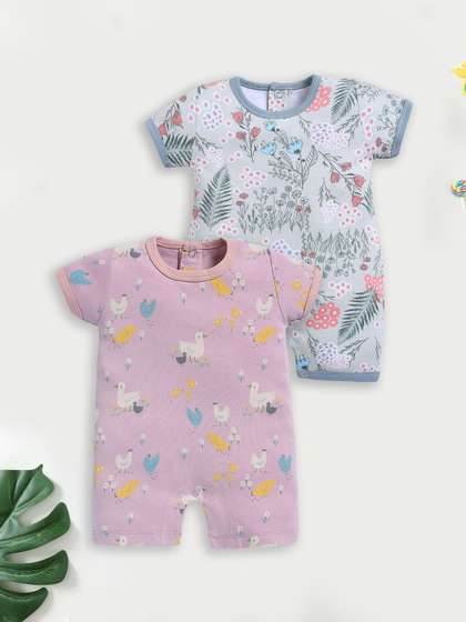 BABY GO Girls Cotton
                      Blend Pack of 2 Rompers