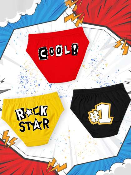 NUSYL Boys Pack of 3
                    Printed Cotton Basic Briefs