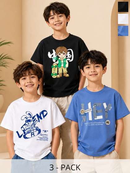 KEESOR Boys Pack of 3
                    Cotton T-shirt