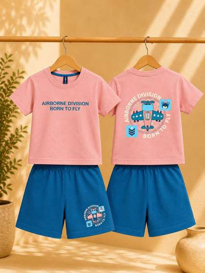 LITTLE APPLE Unisex
                      Kids Printed T-shirt with Shorts