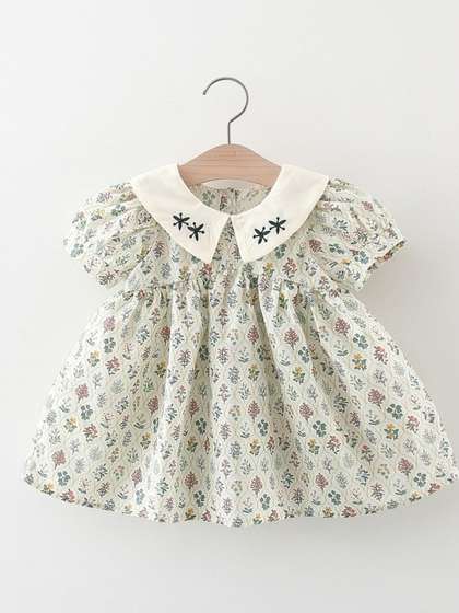 LULU & SKY Floral
                    Print Peter Pan Collar Puff Sleeve A-Line Dress