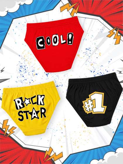 NUSYL Boys Pack of 3
                    Printed Cotton Basic Briefs