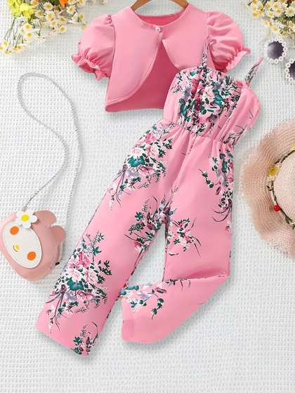 YK Girls Printed Basic
                    Jumpsuit