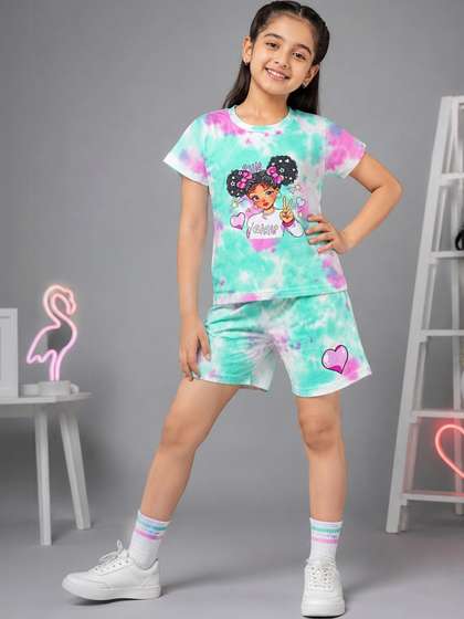 KEESOR Girls Printed
                    T-shirt with Shorts
