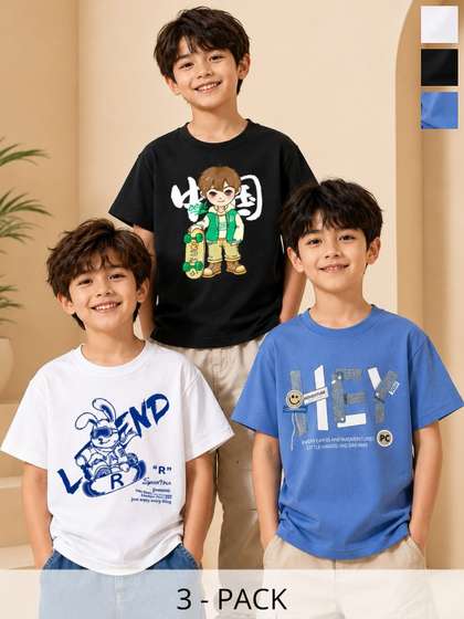 KEESOR Boys Pack of 3
                      Cotton T-shirt