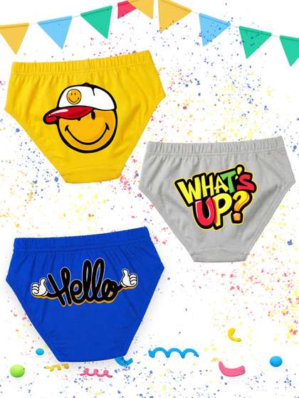 NUSYL Boys Pack of 3
                      Printed Cotton Basic Briefs