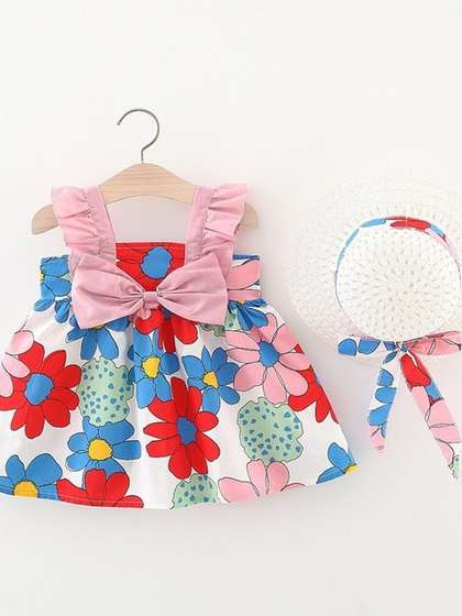 LULU & SKY Floral
                    Print Ruffled A-Line Dress